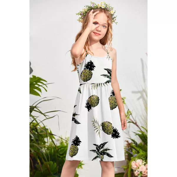 Arshiner Girl Summer Spaghetti Strap Casual Knee Length Cami Dresses for 4-12 Year