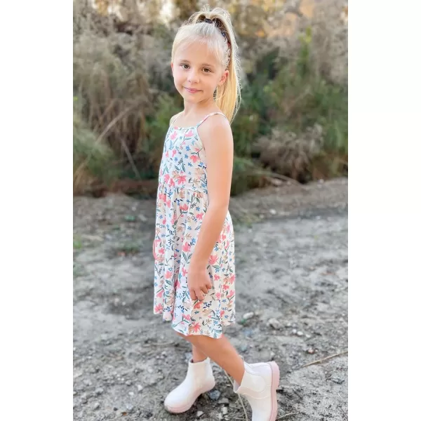 Arshiner Girl Summer Spaghetti Strap Casual Knee Length Cami Dresses for 4-12 Year