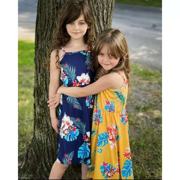 Arshiner Girl Summer Spaghetti Strap Casual Knee Length Cami Dresses for 4-12 Year