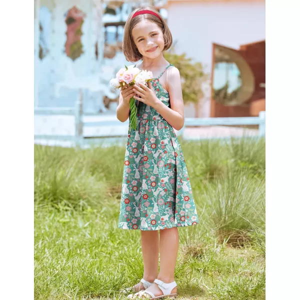 Arshiner Girl Summer Spaghetti Strap Casual Knee Length Cami Dresses for 4-12 Year