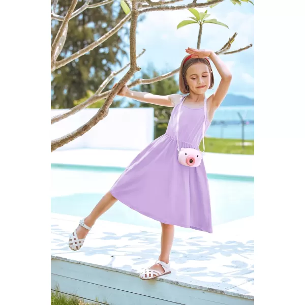 Arshiner Girl Summer Spaghetti Strap Casual Knee Length Cami Dresses for 4-12 Year