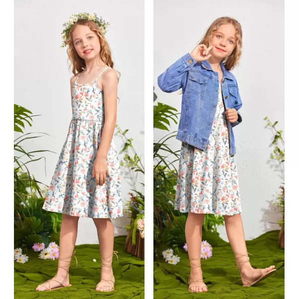 Arshiner Girl Summer Spaghetti Strap Casual Knee Length Cami Dresses for 4-12 Year