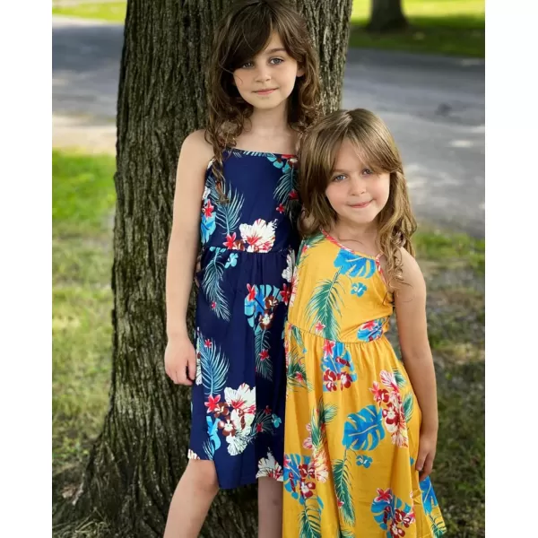 Arshiner Girl Summer Spaghetti Strap Casual Knee Length Cami Dresses for 4-12 Year