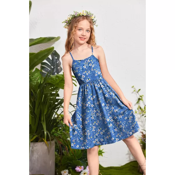 Arshiner Girl Summer Spaghetti Strap Casual Knee Length Cami Dresses for 4-12 Year