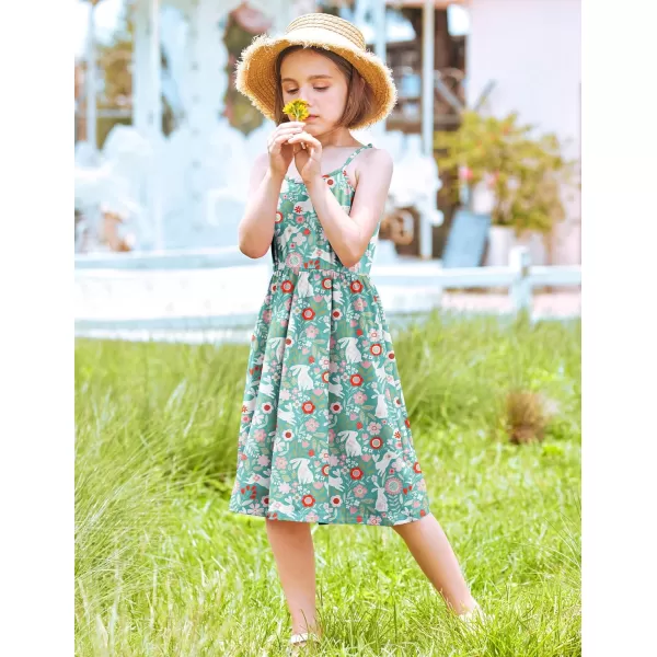 Arshiner Girl Summer Spaghetti Strap Casual Knee Length Cami Dresses for 4-12 Year