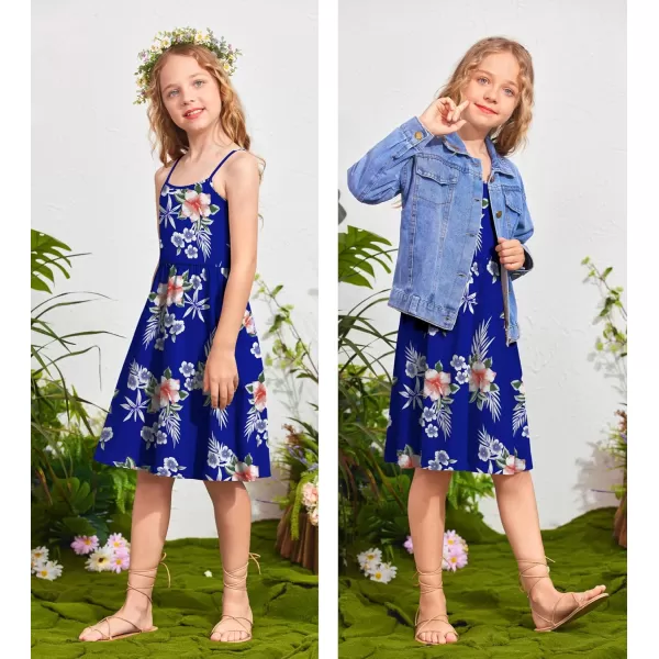 Arshiner Girl Summer Spaghetti Strap Casual Knee Length Cami Dresses for 4-12 Year