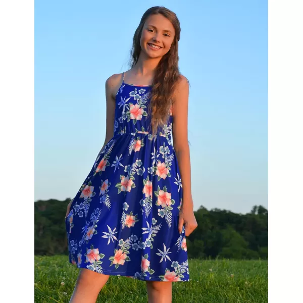 Arshiner Girl Summer Spaghetti Strap Casual Knee Length Cami Dresses for 4-12 Year