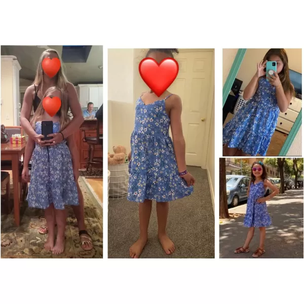 Arshiner Girl Summer Spaghetti Strap Casual Knee Length Cami Dresses for 4-12 Year