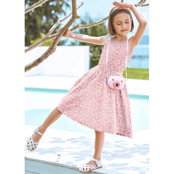 Arshiner Girl Summer Spaghetti Strap Casual Knee Length Cami Dresses for 4-12 Year