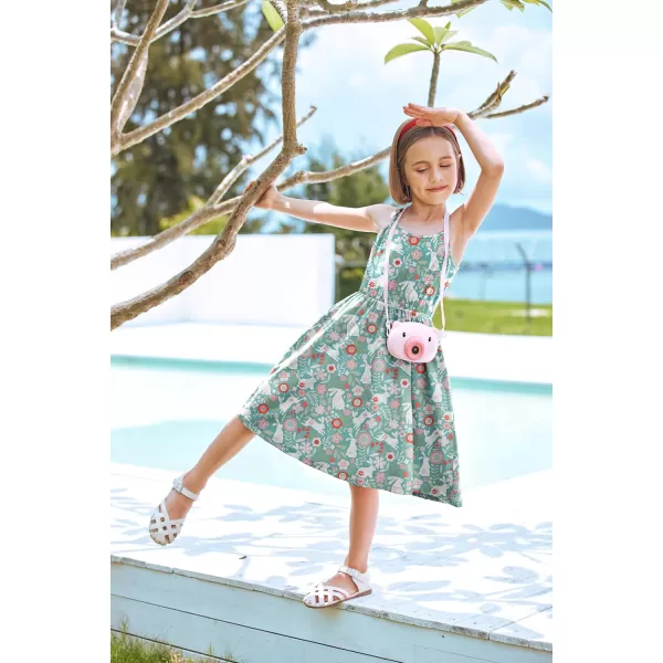 Arshiner Girl Summer Spaghetti Strap Casual Knee Length Cami Dresses for 4-12 Year