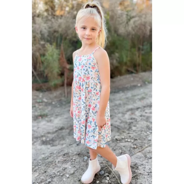 Arshiner Girl Summer Spaghetti Strap Casual Knee Length Cami Dresses for 4-12 Year