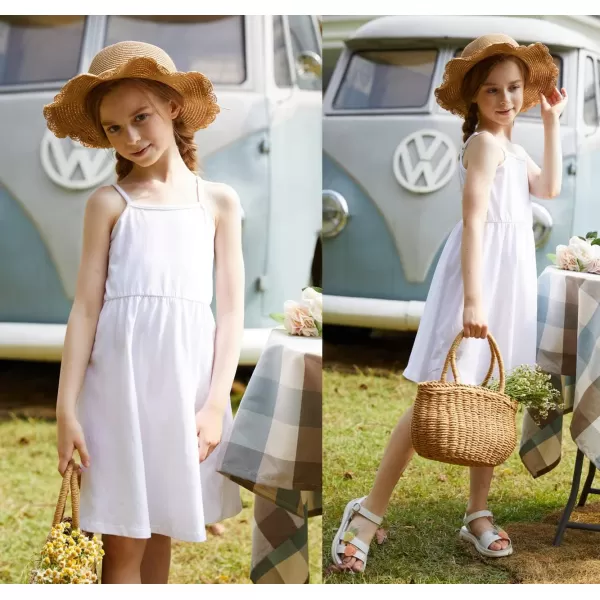 Arshiner Girl Summer Spaghetti Strap Casual Knee Length Cami Dresses for 4-12 Year