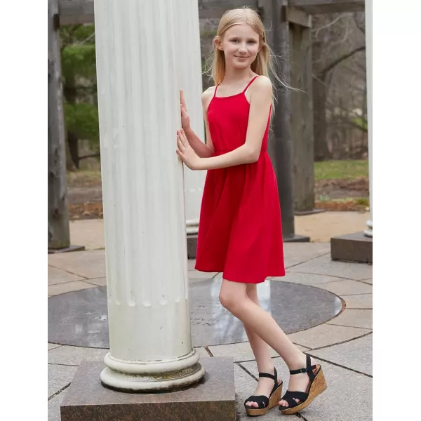 Arshiner Girl Summer Spaghetti Strap Casual Knee Length Cami Dresses for 4-12 Year