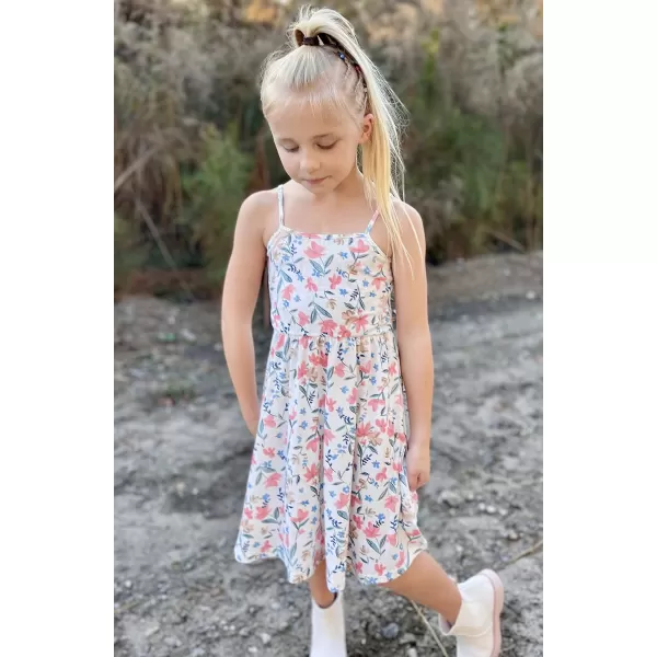 Arshiner Girl Summer Spaghetti Strap Casual Knee Length Cami Dresses for 4-12 Year