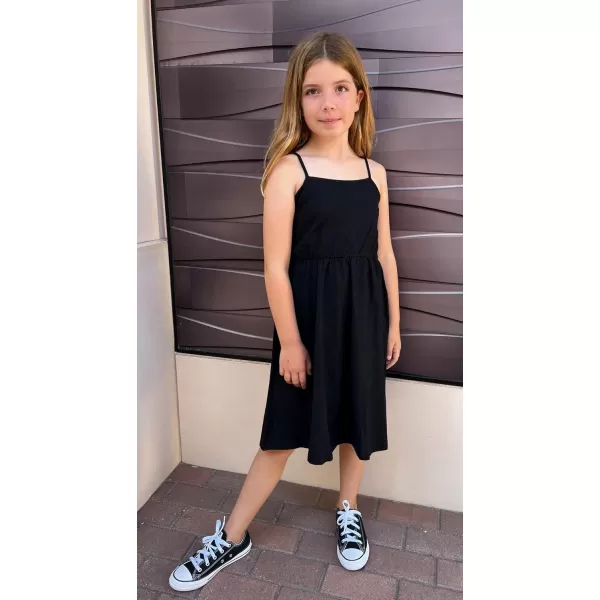 Arshiner Girl Summer Spaghetti Strap Casual Knee Length Cami Dresses for 4-12 Year