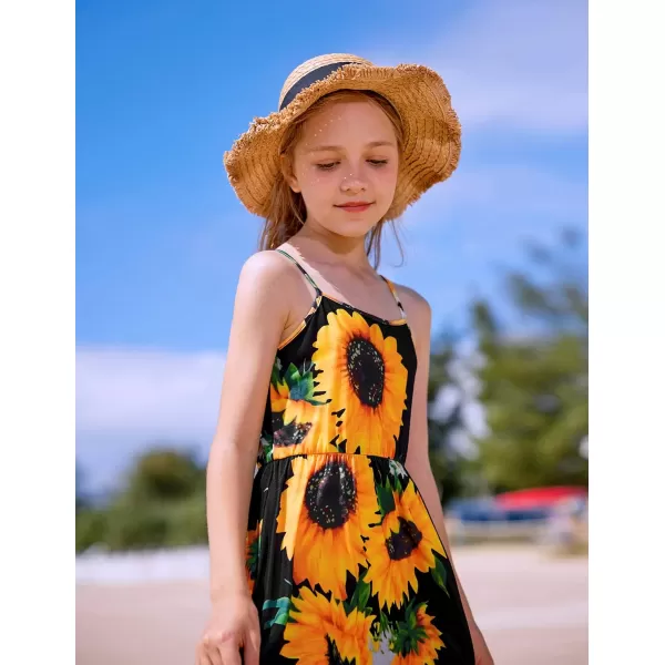 Arshiner Girl Summer Spaghetti Strap Casual Knee Length Cami Dresses for 4-12 Year