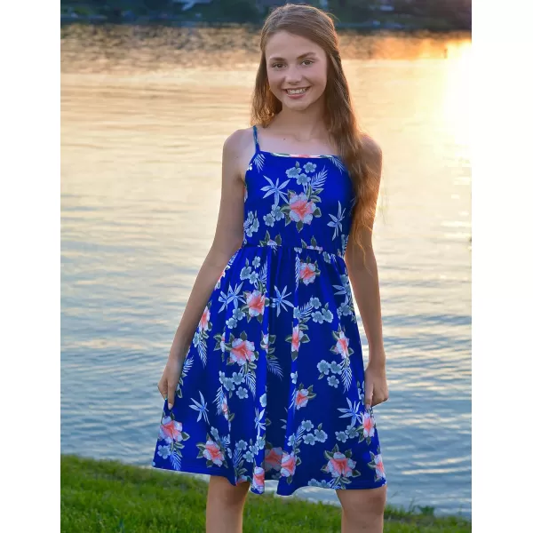 Arshiner Girl Summer Spaghetti Strap Casual Knee Length Cami Dresses for 4-12 Year