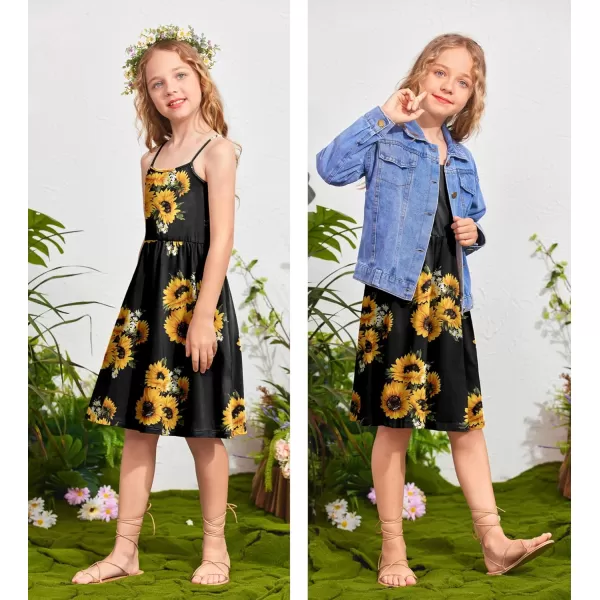 Arshiner Girl Summer Spaghetti Strap Casual Knee Length Cami Dresses for 4-12 Year