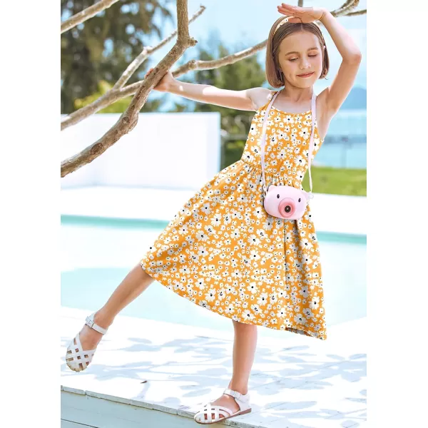 Arshiner Girl Summer Spaghetti Strap Casual Knee Length Cami Dresses for 4-12 Year