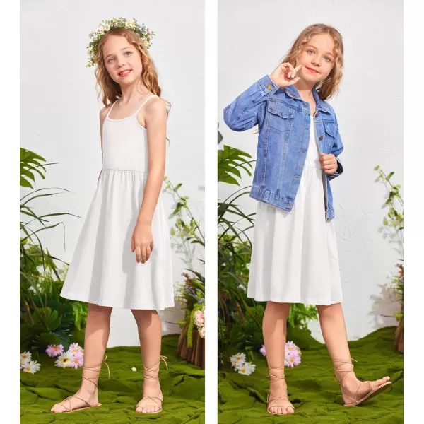Arshiner Girl Summer Spaghetti Strap Casual Knee Length Cami Dresses for 4-12 Year