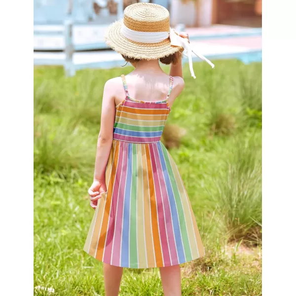 Arshiner Girl Summer Spaghetti Strap Casual Knee Length Cami Dresses for 4-12 Year
