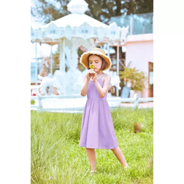 Arshiner Girl Summer Spaghetti Strap Casual Knee Length Cami Dresses for 4-12 Year