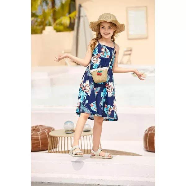 Arshiner Girl Summer Spaghetti Strap Casual Knee Length Cami Dresses for 4-12 Year