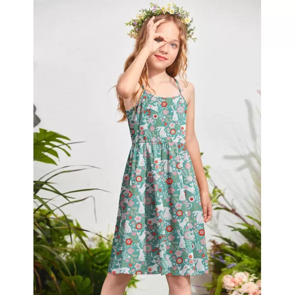 Arshiner Girl Summer Spaghetti Strap Casual Knee Length Cami Dresses for 4-12 Year