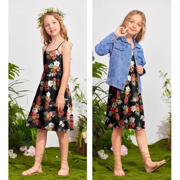 Arshiner Girl Summer Spaghetti Strap Casual Knee Length Cami Dresses for 4-12 Year