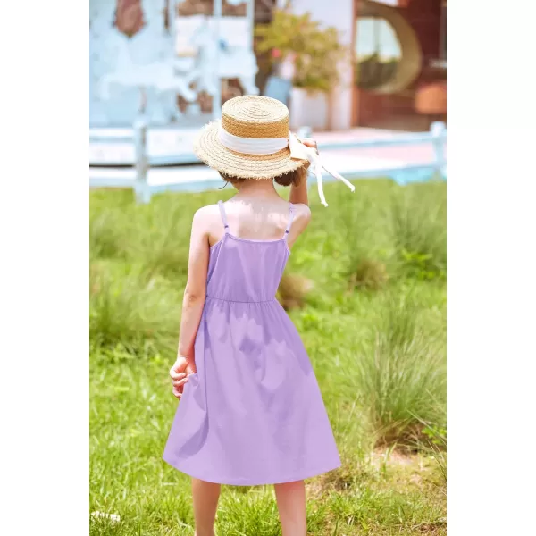 Arshiner Girl Summer Spaghetti Strap Casual Knee Length Cami Dresses for 4-12 Year