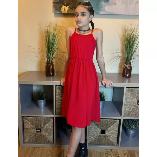 Arshiner Girl Summer Spaghetti Strap Casual Knee Length Cami Dresses for 4-12 Year