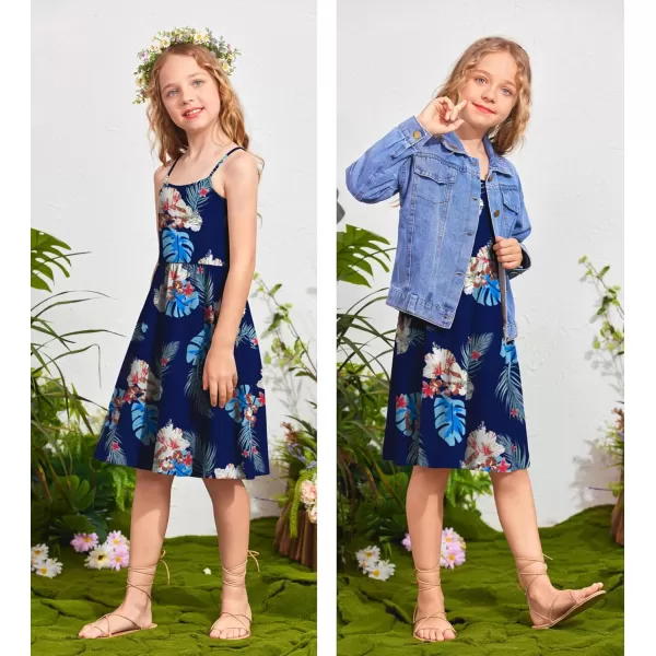 Arshiner Girl Summer Spaghetti Strap Casual Knee Length Cami Dresses for 4-12 Year