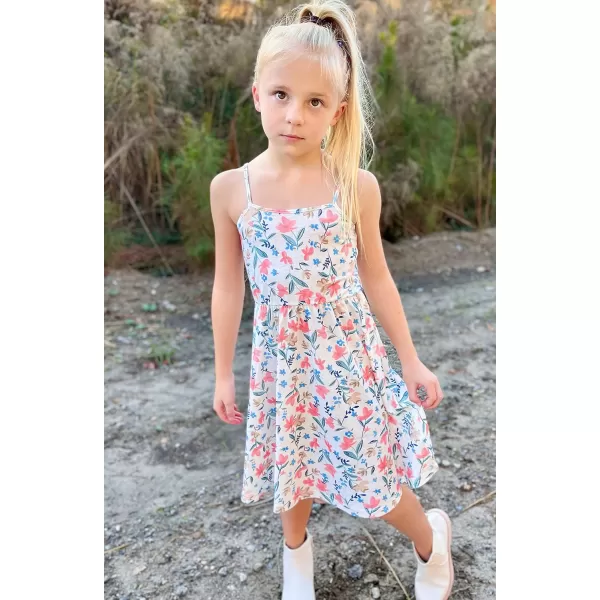 Arshiner Girl Summer Spaghetti Strap Casual Knee Length Cami Dresses for 4-12 Year