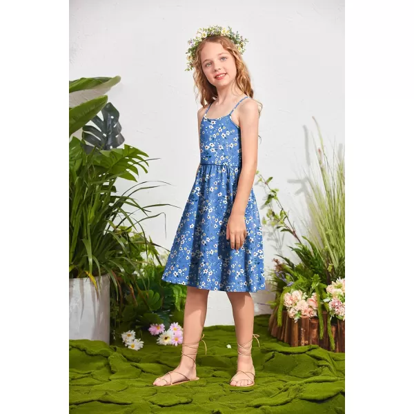 Arshiner Girl Summer Spaghetti Strap Casual Knee Length Cami Dresses for 4-12 Year