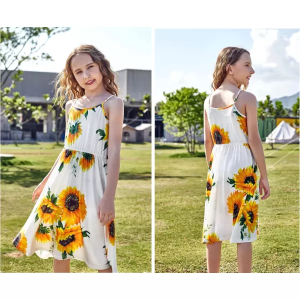 Arshiner Girl Summer Spaghetti Strap Casual Knee Length Cami Dresses for 4-12 Year