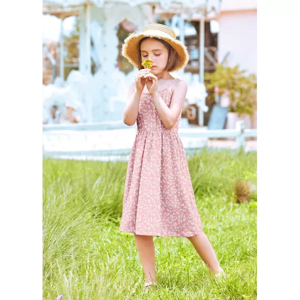 Arshiner Girl Summer Spaghetti Strap Casual Knee Length Cami Dresses for 4-12 Year