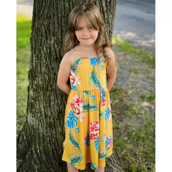 Arshiner Girl Summer Spaghetti Strap Casual Knee Length Cami Dresses for 4-12 Year