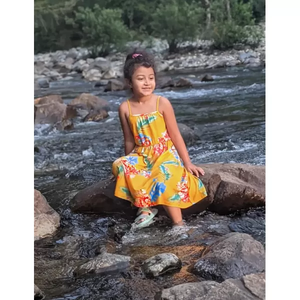 Arshiner Girl Summer Spaghetti Strap Casual Knee Length Cami Dresses for 4-12 Year