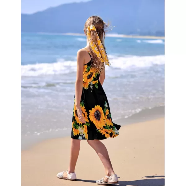 Arshiner Girl Summer Spaghetti Strap Casual Knee Length Cami Dresses for 4-12 Year