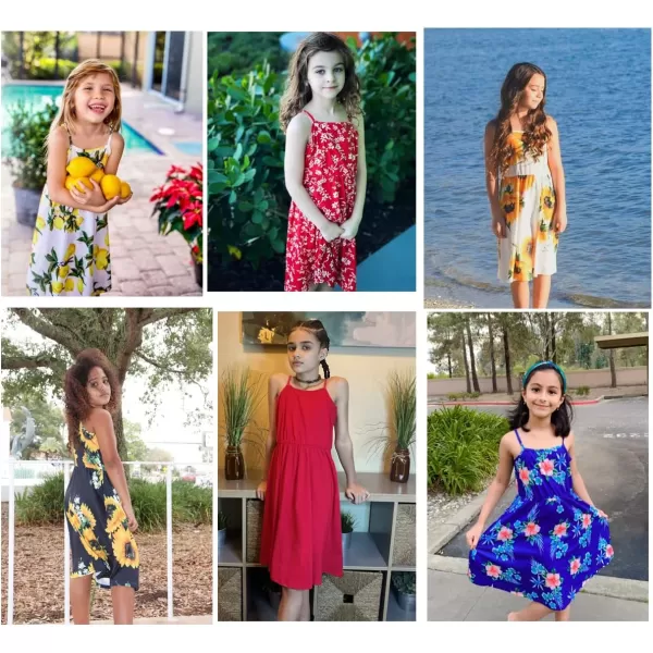 Arshiner Girl Summer Spaghetti Strap Casual Knee Length Cami Dresses for 4-12 Year