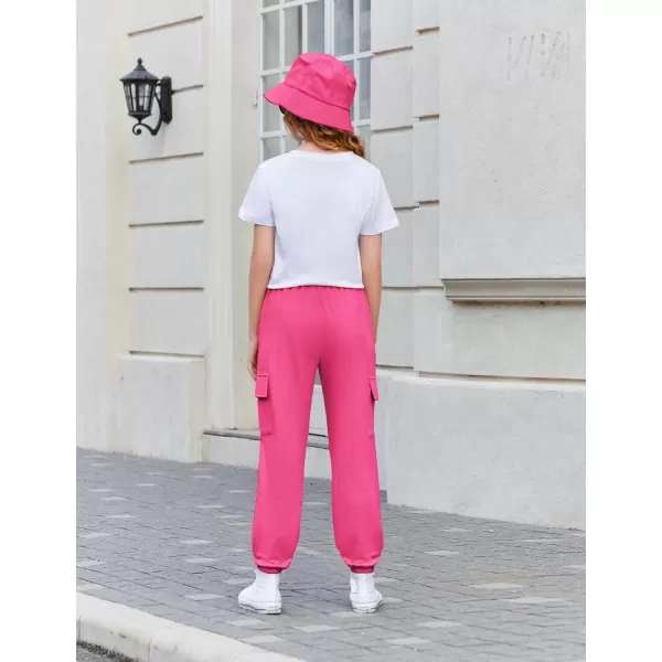 Arshiner Girls 2 Piece Outfits Short Sleeve Tie Knot Front Tee Tops and Cargo Jogger Pants Set Kids Clothing Sets