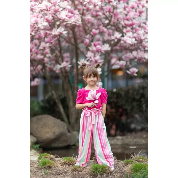 Arshiner Girls 2 Pieces Outfits Kids Square Neck Puff Sleeve Tops and Pants Set with Pockets 6-14 Years