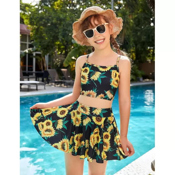 Arshiner Girls' 3Pcs Swimsuits Bikini Bathing Suit Beach Surf Floral Tankini Swimwear