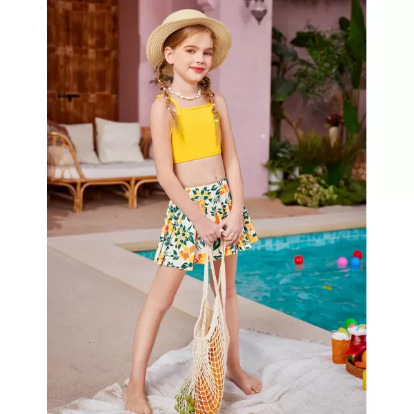 Arshiner Girls' 3Pcs Swimsuits Bikini Bathing Suit Beach Surf Floral Tankini Swimwear