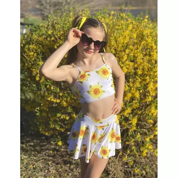 Arshiner Girls' 3Pcs Swimsuits Bikini Bathing Suit Beach Surf Floral Tankini Swimwear