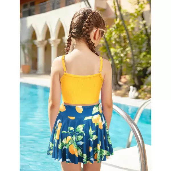 Arshiner Girls' 3Pcs Swimsuits Bikini Bathing Suit Beach Surf Floral Tankini Swimwear