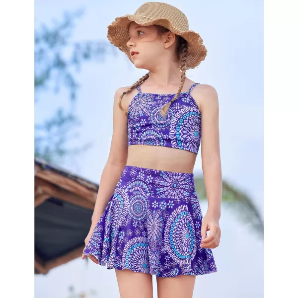 Arshiner Girls' 3Pcs Swimsuits Bikini Bathing Suit Beach Surf Floral Tankini Swimwear