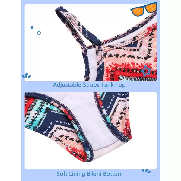 Arshiner Girls' 3Pcs Swimsuits Bikini Bathing Suit Beach Surf Floral Tankini Swimwear