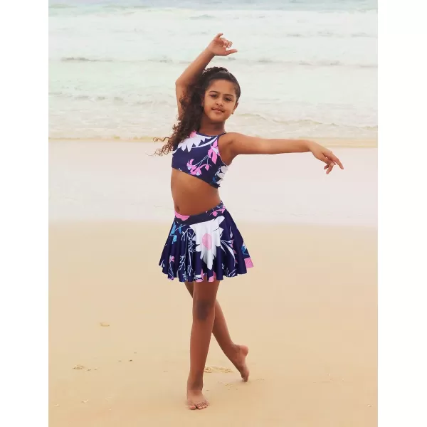 Arshiner Girls' 3Pcs Swimsuits Bikini Bathing Suit Beach Surf Floral Tankini Swimwear