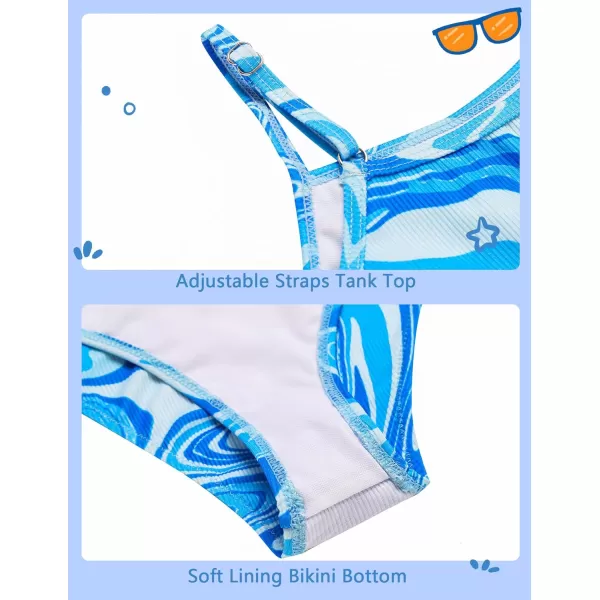 Arshiner Girls' 3Pcs Swimsuits Bikini Bathing Suit Beach Surf Floral Tankini Swimwear